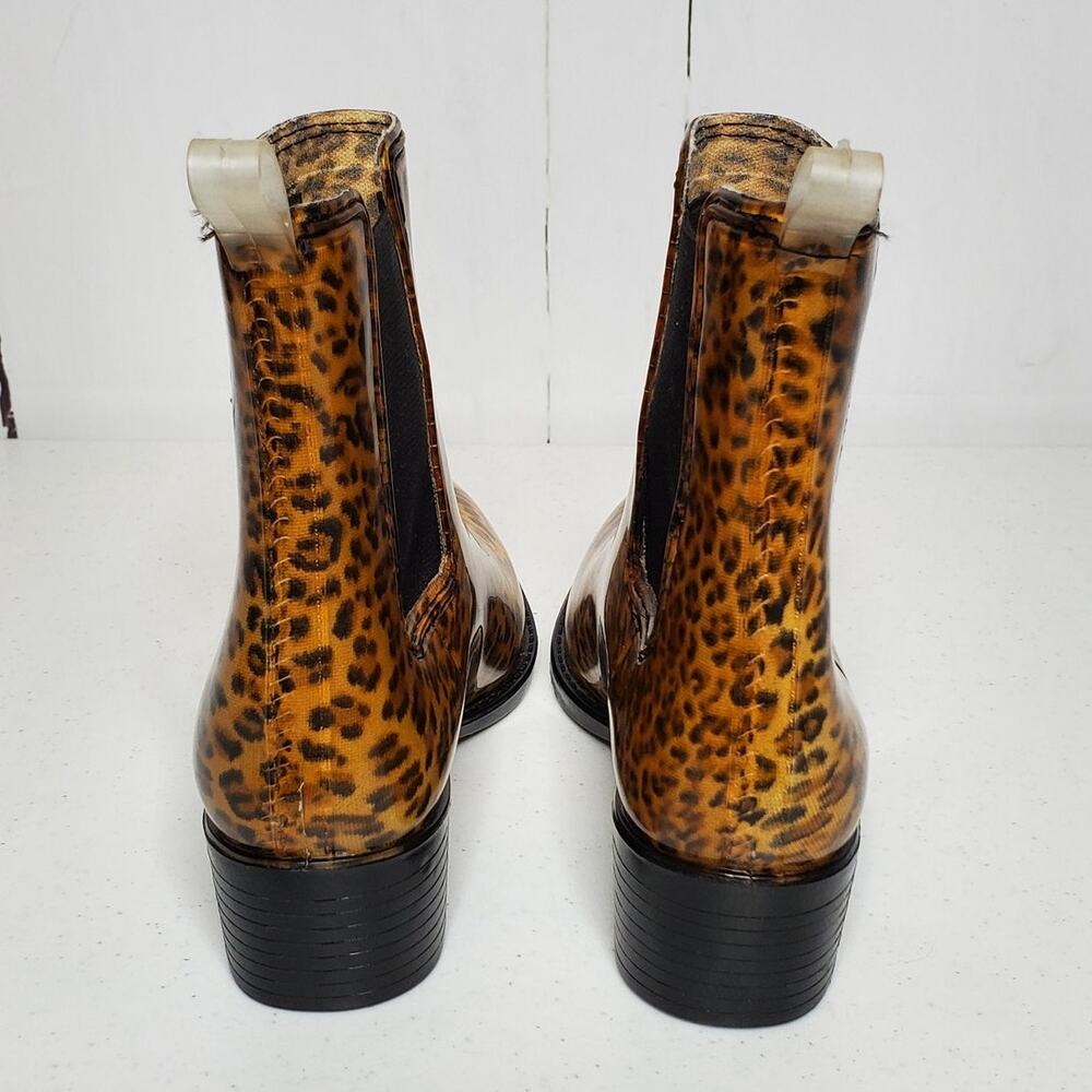 Jeffrey Campbell Stormy Leopard Havana Last Chelsea Rain Booties 7 - Picture 4 of 10